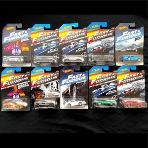 Lot of 10 Hot Wheels cars from the movie franchise Fast & Furious.